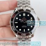 Asian Swiss ETA 2824 Omega Seamaster Black & Red Ceramic Bezel Watch
